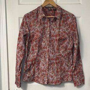 ⭐️Eddie Bauer Women’s Button Up Wrinkle Resistant Abstract Floral Print Shirt Lg